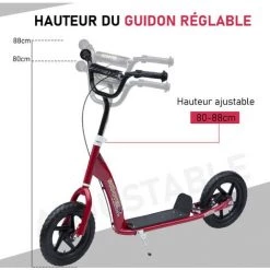 HOMCOM Trottinette Patinette Pneus 30 Cm Hauteur Guidon Réglable Poignée Frein Et Béquille Acier Rouge 10 HOMCOM Trottinette Patinette Pneus 30 Cm Hauteur Guidon Réglable Poignée Frein Et Béquille Acier Rouge -France HOMCOM Soldes 2022 45976446 4
