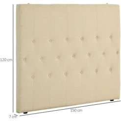 HOMCOM Tête De Lit Capitonnée - Tête De Lit Rembourrée - Dim. 150L X 120H Cm - épaisseur 7 Cm - MDF Coton Polyester Beige - Beige -France HOMCOM Soldes 2022 46214518 3