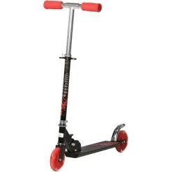 HOMCOM Trottinette Pliable Enfant à Partir De 3 Ans Roues Lumineuses LED Frein à Friction Arrière Hauteur Guidon Réglable 3 Niv. Alu. Métal Noir Rouge