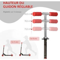 HOMCOM Trottinette Pliable Enfant à Partir De 3 Ans Roues Lumineuses LED Frein à Friction Arrière Hauteur Guidon Réglable 3 Niv. Alu. Métal Noir Rouge 11 HOMCOM Trottinette Pliable Enfant à Partir De 3 Ans Roues Lumineuses LED Frein à Friction Arrière Hauteur Guidon Réglable 3 Niv. Alu. Métal Noir Rouge -France HOMCOM Soldes 2022 46360276 5