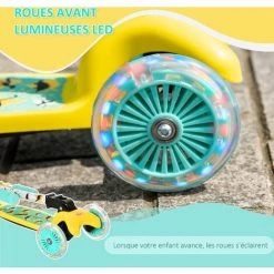 HOMCOM Trottinette Enfant Pliable Modèle Dinosaure - 3 Roues Lumineuses LED - Hauteur Guidon Réglable - Frein à Friction Arrière - Alu. Métal PP Bleu Jaune 10 HOMCOM Trottinette Enfant Pliable Modèle Dinosaure - 3 Roues Lumineuses LED - Hauteur Guidon Réglable - Frein à Friction Arrière - Alu. Métal PP Bleu Jaune -France HOMCOM Soldes 2022 46360280 4