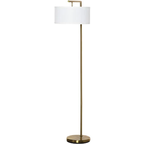 HOMCOM Lampadaire Design Néo-rétro Max. 40 W 153H Cm Abat-jour Circulaire Aspect Lin Blanc Piètement Structure Métal Doré - Doré 3 HOMCOM Lampadaire Design Néo-rétro Max. 40 W 153H Cm Abat-jour Circulaire Aspect Lin Blanc Piètement Structure Métal Doré - Doré