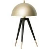 HOMCOM Lampe De Table Champignon Style Art Déco - Lampe à Poser Trépied - Ø 30 X 62H Cm - Piètement Métal Noir Extrémités Abat-jour Métal Doré - Doré