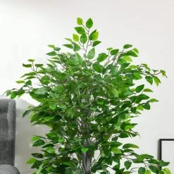 HOMCOM Arbre Artificiel Plante Artificielle Ficus H.1,35 M Tronc Branches Liane Lichen Feuilles Grand Réalisme Pot Inclus -France HOMCOM Soldes 2022 46698862 4