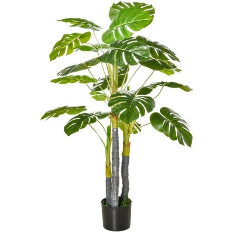 HOMCOM Arbre Artificiel Plante Artificielle Monstera H.1,2 M Tronc Branches Lichen Feuilles De Tortue Grand Réalisme Pot Inclus 3 HOMCOM Arbre Artificiel Plante Artificielle Monstera H.1,2 M Tronc Branches Lichen Feuilles De Tortue Grand Réalisme Pot Inclus
