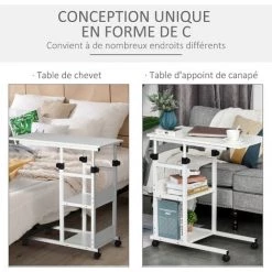 HOMCOM Table De Lit/fauteuil - Table Roulante - Hauteur Réglable - 2 étagères Intégrées - Panneaux Particules E1 Aspect Bois Métal Blanc - Blanc 10 HOMCOM Table De Lit/fauteuil - Table Roulante - Hauteur Réglable - 2 étagères Intégrées - Panneaux Particules E1 Aspect Bois Métal Blanc - Blanc -France HOMCOM Soldes 2022 46698919 4