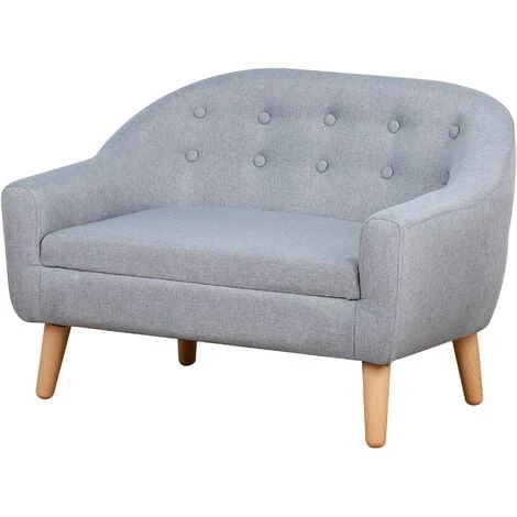 HOMCOM Fauteuil Enfant Design Scandinave Grand Confort Dossier Capitonné 10 Boutons Piètement Effilé Aspect Bois Clair Revêtement Lin Gris Clair 3 HOMCOM Fauteuil Enfant Design Scandinave Grand Confort Dossier Capitonné 10 Boutons Piètement Effilé Aspect Bois Clair Revêtement Lin Gris Clair