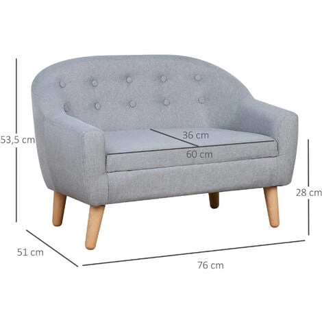 HOMCOM Fauteuil Enfant Design Scandinave Grand Confort Dossier Capitonné 10 Boutons Piètement Effilé Aspect Bois Clair Revêtement Lin Gris Clair 5 HOMCOM Fauteuil Enfant Design Scandinave Grand Confort Dossier Capitonné 10 Boutons Piètement Effilé Aspect Bois Clair Revêtement Lin Gris Clair – Image 3