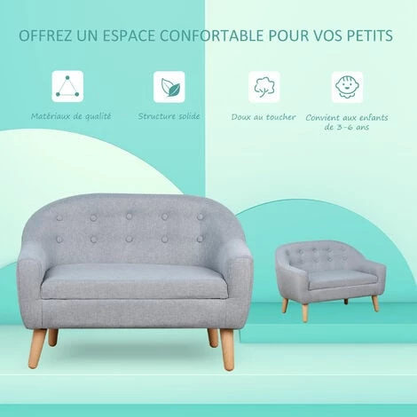 HOMCOM Fauteuil Enfant Design Scandinave Grand Confort Dossier Capitonné 10 Boutons Piètement Effilé Aspect Bois Clair Revêtement Lin Gris Clair 7 HOMCOM Fauteuil Enfant Design Scandinave Grand Confort Dossier Capitonné 10 Boutons Piètement Effilé Aspect Bois Clair Revêtement Lin Gris Clair – Image 5