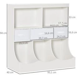 HOMCOM Meuble De Rangement Jouets Enfant étagère De Jouet Pour Chambre D'enfant 5 Casiers 3 Tiroirs Non Tissé MDF Blanc 9 HOMCOM Meuble De Rangement Jouets Enfant étagère De Jouet Pour Chambre D'enfant 5 Casiers 3 Tiroirs Non Tissé MDF Blanc -France HOMCOM Soldes 2022 47140666 3