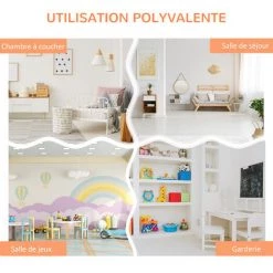 HOMCOM Meuble De Rangement Jouets Enfant étagère De Jouet Pour Chambre D'enfant 5 Casiers 3 Tiroirs Non Tissé MDF Blanc 11 HOMCOM Meuble De Rangement Jouets Enfant étagère De Jouet Pour Chambre D'enfant 5 Casiers 3 Tiroirs Non Tissé MDF Blanc -France HOMCOM Soldes 2022 47140666 5
