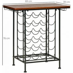 HOMCOM Étagère Style Industriel étagère Porte Bouteilles Casier à Vin 24 Bouteilles Support Verres à Vin Intégré 6 Max. Métal Noir MDF Aspect Bois Noyer -France HOMCOM Soldes 2022 47140704 3