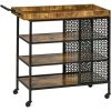 HOMCOM Desserte Vintage Style Industriel - Chariot De Service 3 étagères Et Plateau à Rebord - Châssis Métal Noir Avec Parois Ajourées Et Poignée - MDF Aspect Bois Vieilli - Marron 1 HOMCOM Desserte Vintage Style Industriel - Chariot De Service 3 étagères Et Plateau à Rebord - Châssis Métal Noir Avec Parois Ajourées Et Poignée - MDF Aspect Bois Vieilli - Marron -France HOMCOM Soldes 2022 47140718 1