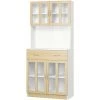 HOMCOM Armoire De Cuisine Multi-rangement 4 Portes Vitrine Verre Avec étagère Tiroir Coulissant Grand Plateau Panneaux Particules Blanc Aspect Chêne Clair 2 HOMCOM Armoire De Cuisine Multi-rangement 4 Portes Vitrine Verre Avec étagère Tiroir Coulissant Grand Plateau Panneaux Particules Blanc Aspect Chêne Clair -France HOMCOM Soldes 2022 47140778 1