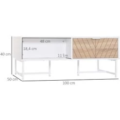 HOMCOM Table Basse Rectangulaire 2 Tiroirs Coulissants Façade Aspect Bois De Chêne Sculpté à Chevrons 2 Niches Piètement Métal Panneaux Blanc 9 HOMCOM Table Basse Rectangulaire 2 Tiroirs Coulissants Façade Aspect Bois De Chêne Sculpté à Chevrons 2 Niches Piètement Métal Panneaux Blanc -France HOMCOM Soldes 2022 47140820 3