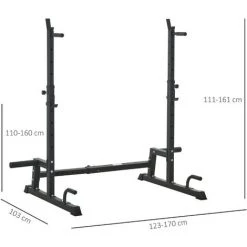HOMCOM Gravity Squat Rack - Support Pour Haltères Longs - Hauteur Et Longueur Réglable - Charge Max. 150 Kg - Acier Renforcé Noir -France HOMCOM Soldes 2022 47140902 3