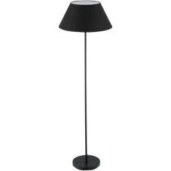HOMCOM Lampadaire Sur Pied Circulaire H.1,48 M 40 W Max. Piètement Mât Métal Abat-jour Ø 45 Cm Polyester Coton Noir