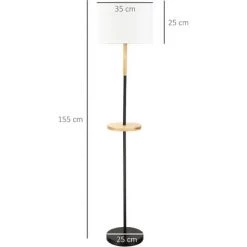 HOMCOM Lampadaire étagère Style Industriel - Piètement Mât Métal Noir - étagère, Extrémité Haute Bois D'hévéa - Abat-jour Polyester Coton Blanc 9 HOMCOM Lampadaire étagère Style Industriel - Piètement Mât Métal Noir - étagère, Extrémité Haute Bois D'hévéa - Abat-jour Polyester Coton Blanc -France HOMCOM Soldes 2022 47140929 3
