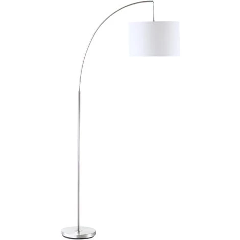 HOMCOM Lampadaire Arc - Lampadaire Arceau Courbé Design Contemporain - Pied Corps Métal Chromé, Abat-jour Polyester Coton Blanc 3 HOMCOM Lampadaire Arc - Lampadaire Arceau Courbé Design Contemporain - Pied Corps Métal Chromé, Abat-jour Polyester Coton Blanc