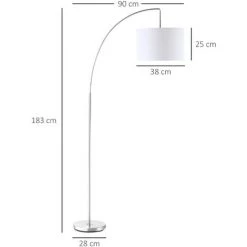 HOMCOM Lampadaire Arc - Lampadaire Arceau Courbé Design Contemporain - Pied Corps Métal Chromé, Abat-jour Polyester Coton Blanc 9 HOMCOM Lampadaire Arc - Lampadaire Arceau Courbé Design Contemporain - Pied Corps Métal Chromé, Abat-jour Polyester Coton Blanc -France HOMCOM Soldes 2022 47140936 3