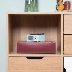 HOMCOM Commode Design Scandinave Sur Pieds 4 Tiroirs Coulissants Niche Placard Pieds Effilés Inclinés Panneaux Particules Blanc Aspect Bois Clair - Beige -France HOMCOM Soldes 2022 47488928 5