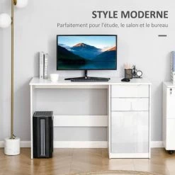 HOMCOM Bureau Informatique Multimédia 2 Tiroirs Couliisants Placard Blanc Laqué - Blanc 10 HOMCOM Bureau Informatique Multimédia 2 Tiroirs Couliisants Placard Blanc Laqué - Blanc -France HOMCOM Soldes 2022 47488943 4
