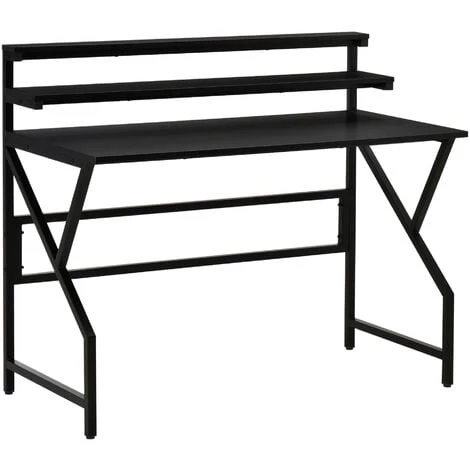 HOMCOM Bureau Gaming Bureau Gamer Bureau Informatique Grand Plateau Panneaux Particules Texture Carbone étagère écran Et Décoration Châssis Métal Noir - Noir 3 HOMCOM Bureau Gaming Bureau Gamer Bureau Informatique Grand Plateau Panneaux Particules Texture Carbone étagère écran Et Décoration Châssis Métal Noir - Noir