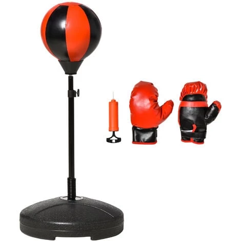 HOMCOM Punching Ball Sur Pied Pour Enfant Hauteur Réglable 90-120 Cm Base De Lestage Paire Gants Et Pompe Inclus Rouge Noir 3 HOMCOM Punching Ball Sur Pied Pour Enfant Hauteur Réglable 90-120 Cm Base De Lestage Paire Gants Et Pompe Inclus Rouge Noir