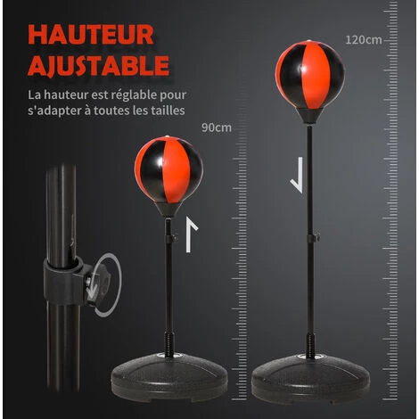 HOMCOM Punching Ball Sur Pied Pour Enfant Hauteur Réglable 90-120 Cm Base De Lestage Paire Gants Et Pompe Inclus Rouge Noir 6 HOMCOM Punching Ball Sur Pied Pour Enfant Hauteur Réglable 90-120 Cm Base De Lestage Paire Gants Et Pompe Inclus Rouge Noir – Image 4