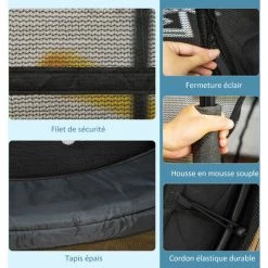 HOMCOM Trampoline Enfant Ø 1,40 × 1,60H M Filet De Sécurité Porte Zipée Couvre-ressorts 6 Poteaux Rembourrés Inclus Noir - Noir 11 HOMCOM Trampoline Enfant Ø 1,40 × 1,60H M Filet De Sécurité Porte Zipée Couvre-ressorts 6 Poteaux Rembourrés Inclus Noir - Noir -France HOMCOM Soldes 2022 48139693 5