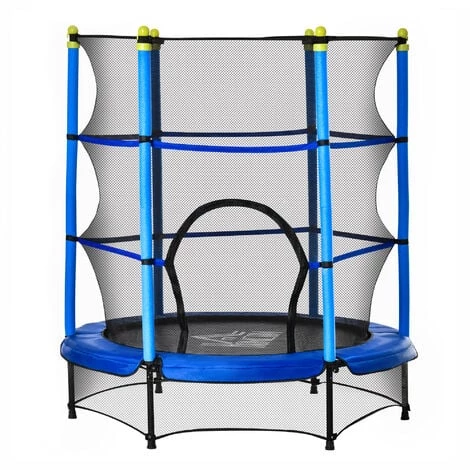 HOMCOM Trampoline Enfant Ø 1,40 × 1,60H M Filet De Sécurité Porte Zipée Couvre-ressorts 6 Poteaux Rembourrés Inclus Bleu - Bleu 3 HOMCOM Trampoline Enfant Ø 1,40 × 1,60H M Filet De Sécurité Porte Zipée Couvre-ressorts 6 Poteaux Rembourrés Inclus Bleu - Bleu