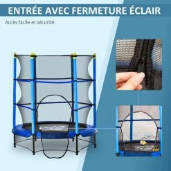HOMCOM Trampoline Enfant Ø 1,40 × 1,60H M Filet De Sécurité Porte Zipée Couvre-ressorts 6 Poteaux Rembourrés Inclus Bleu - Bleu 10 HOMCOM Trampoline Enfant Ø 1,40 × 1,60H M Filet De Sécurité Porte Zipée Couvre-ressorts 6 Poteaux Rembourrés Inclus Bleu - Bleu -France HOMCOM Soldes 2022 48139701 4
