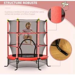 HOMCOM Trampoline Enfant Ø 1,63 × 1,63H M Filet De Sécurité Porte Zipée Couvre-ressorts 6 Poteaux Rembourrés Inclus Rouge - Rouge 11 HOMCOM Trampoline Enfant Ø 1,63 × 1,63H M Filet De Sécurité Porte Zipée Couvre-ressorts 6 Poteaux Rembourrés Inclus Rouge - Rouge -France HOMCOM Soldes 2022 48139733 5
