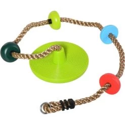 HOMCOM Corde D'escalade Avec Siège De Balançoire Rond 2 M Pour Enfant - Usage Intérieur/extérieur - Charge Max. 100 Kg - PP Rouge Bleu Vert - Vert