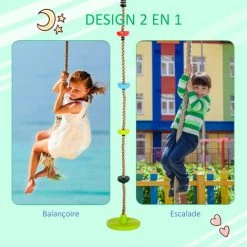 HOMCOM Corde D'escalade Avec Siège De Balançoire Rond 2 M Pour Enfant - Usage Intérieur/extérieur - Charge Max. 100 Kg - PP Rouge Bleu Vert - Vert 10 HOMCOM Corde D'escalade Avec Siège De Balançoire Rond 2 M Pour Enfant - Usage Intérieur/extérieur - Charge Max. 100 Kg - PP Rouge Bleu Vert - Vert -France HOMCOM Soldes 2022 48139762 4