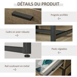 HOMCOM Table De Chevet Table De Nuit Style Industriel Tiroir Coulissant Piètement Acier Noir Panneaux Particules Aspect Bois Brun Gris 11 HOMCOM Table De Chevet Table De Nuit Style Industriel Tiroir Coulissant Piètement Acier Noir Panneaux Particules Aspect Bois Brun Gris -France HOMCOM Soldes 2022 48139808 5