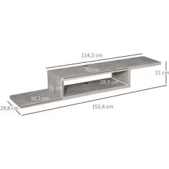 HOMCOM Meuble TV Mural Flottant Design - étagère Murale Flottante - Niche, Passe-fils - Panneaux Particules Effet Béton Ciré - Gris -France HOMCOM Soldes 2022 48139819 3