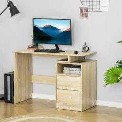 HOMCOM Bureau Informatique 2 Tiroirs Coulissants 3 étagères Dim. 108L X 48l X 76H Cm Panneaux Particules MDF Aspect Chêne Clair 8 HOMCOM Bureau Informatique 2 Tiroirs Coulissants 3 étagères Dim. 108L X 48l X 76H Cm Panneaux Particules MDF Aspect Chêne Clair -France HOMCOM Soldes 2022 48139851 2