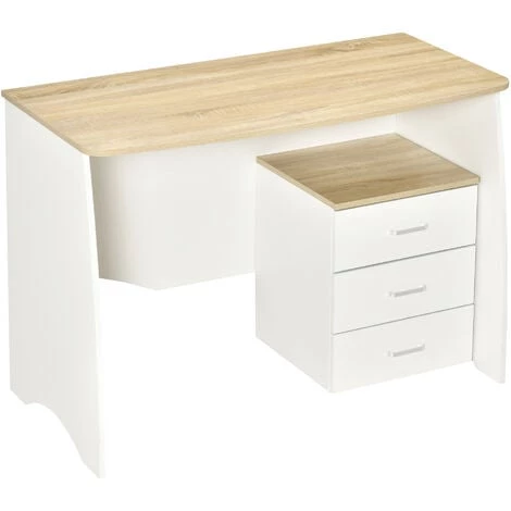 HOMCOM Ensemble Bureau Informatique Et Caisson De Bureau - Caisson 3 Tiroirs Modulable - Panneaux De Particules Bicolore Blanc Aspect Chêne Clair 3 HOMCOM Ensemble Bureau Informatique Et Caisson De Bureau - Caisson 3 Tiroirs Modulable - Panneaux De Particules Bicolore Blanc Aspect Chêne Clair