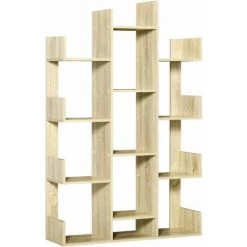 HOMCOM Bibliothèque étagère Séparation Design Contemporain En Arbre Dim. 96L X 30l X 150H Cm Panneaux Particules Aspect Chêne Clair