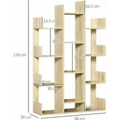 HOMCOM Bibliothèque étagère Séparation Design Contemporain En Arbre Dim. 96L X 30l X 150H Cm Panneaux Particules Aspect Chêne Clair 9 HOMCOM Bibliothèque étagère Séparation Design Contemporain En Arbre Dim. 96L X 30l X 150H Cm Panneaux Particules Aspect Chêne Clair -France HOMCOM Soldes 2022 48139869 3