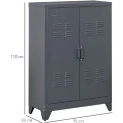 HOMCOM Armoire De Rangement Métal Design Industriel - 2 étagères - Structure Piètement Tôle Métal Gris Anthracite 9 HOMCOM Armoire De Rangement Métal Design Industriel - 2 étagères - Structure Piètement Tôle Métal Gris Anthracite -France HOMCOM Soldes 2022 48139877 3