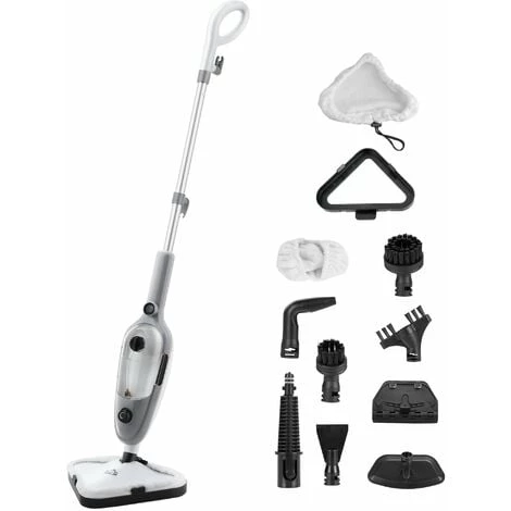 HOMCOM Nettoyeur Vapeur - Balai Vapeur - Balai Nettoyeur Vapeur - 1300 W, Jet Vapeur 95-105°C, Réservoir 450 Ml - 11 Accessoires Inclus - Gris - Gris 3 HOMCOM Nettoyeur Vapeur - Balai Vapeur - Balai Nettoyeur Vapeur - 1300 W, Jet Vapeur 95-105°C, Réservoir 450 Ml - 11 Accessoires Inclus - Gris - Gris