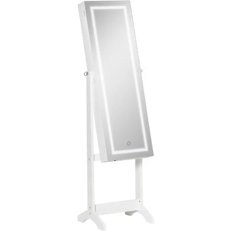 HOMCOM Armoire à Bijoux Sur Pied Multi-rangement Avec Miroir LED MDF Blanc - Blanc 3 HOMCOM Armoire à Bijoux Sur Pied Multi-rangement Avec Miroir LED MDF Blanc - Blanc