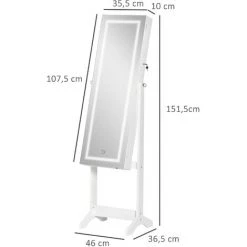 HOMCOM Armoire à Bijoux Sur Pied Multi-rangement Avec Miroir LED MDF Blanc - Blanc 9 HOMCOM Armoire à Bijoux Sur Pied Multi-rangement Avec Miroir LED MDF Blanc - Blanc -France HOMCOM Soldes 2022 48873175 3