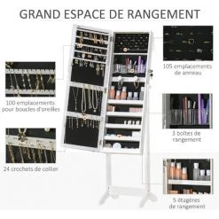 HOMCOM Armoire à Bijoux Sur Pied Multi-rangement Avec Miroir LED MDF Blanc - Blanc 10 HOMCOM Armoire à Bijoux Sur Pied Multi-rangement Avec Miroir LED MDF Blanc - Blanc -France HOMCOM Soldes 2022 48873175 4