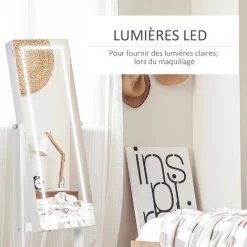 HOMCOM Armoire à Bijoux Sur Pied Multi-rangement Avec Miroir LED MDF Blanc - Blanc 11 HOMCOM Armoire à Bijoux Sur Pied Multi-rangement Avec Miroir LED MDF Blanc - Blanc -France HOMCOM Soldes 2022 48873175 5