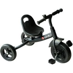 HOMCOM Tricycle Enfants Multi-équipé Garde-boue Sonnette Pédales Antidérapantes Siège Réglable 2 Positions Avec Dossier - Noir