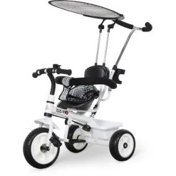 HOMCOM Tricycle Enfants Pare-soleil Pliable Canne Amovible Benne Rangement 103 X 47 X 101 Cm Acier Blanc Et Noir - Blanc