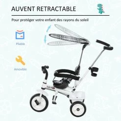 HOMCOM Tricycle Enfants Pare-soleil Pliable Canne Amovible Benne Rangement 103 X 47 X 101 Cm Acier Blanc Et Noir - Blanc 11 HOMCOM Tricycle Enfants Pare-soleil Pliable Canne Amovible Benne Rangement 103 X 47 X 101 Cm Acier Blanc Et Noir - Blanc -France HOMCOM Soldes 2022 4904939 5